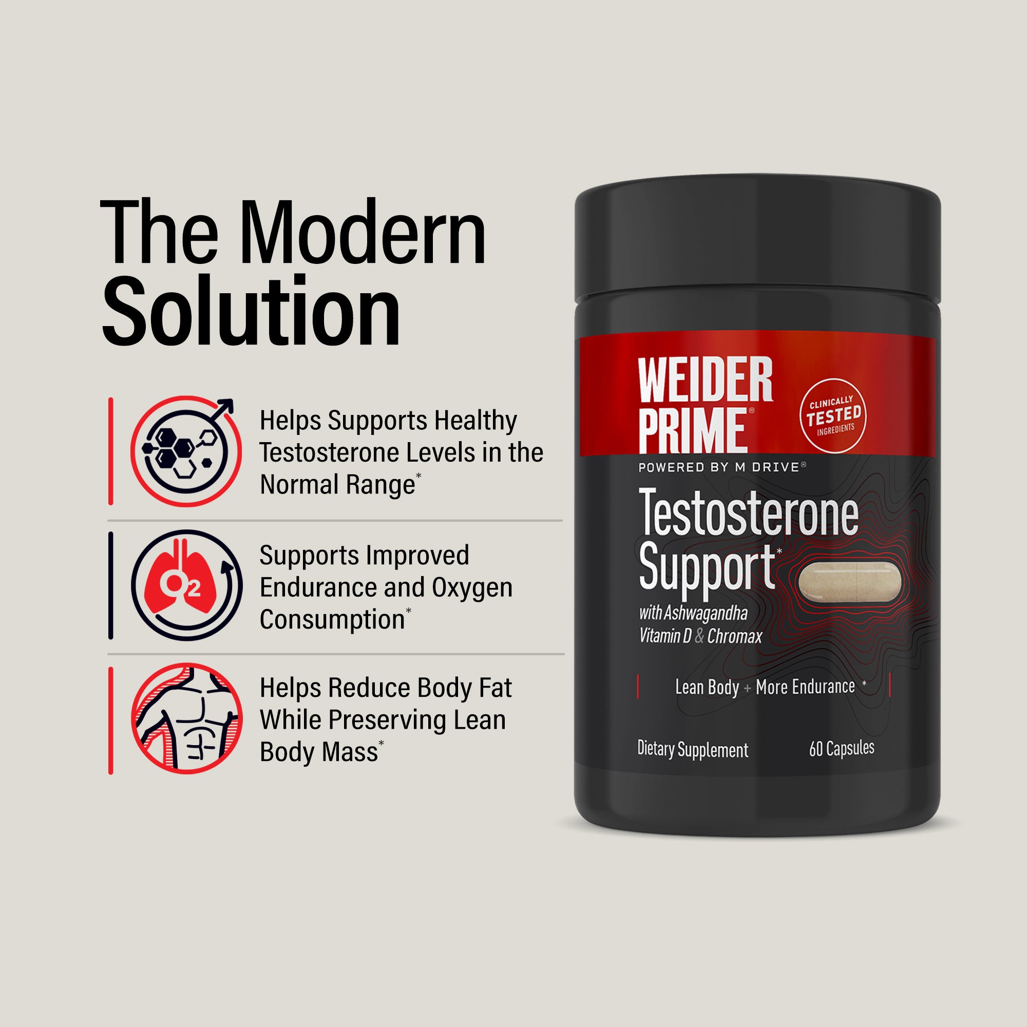 Weider Prime Testosterone Support, Men's Health Supplement, 120ct