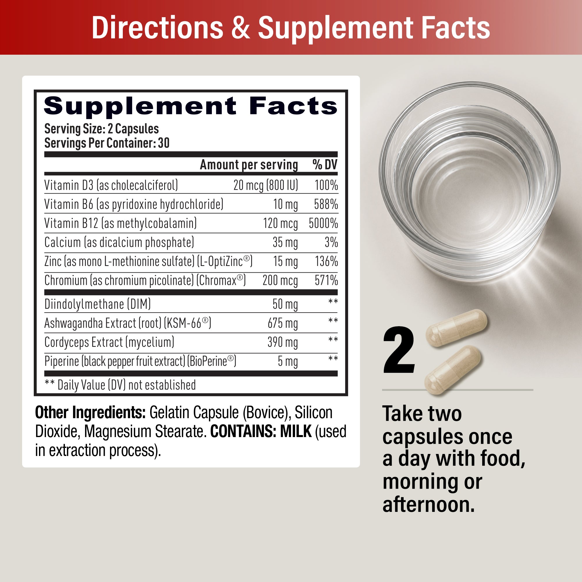 Weider Prime Testosterone Support for Men – KSM-66® Ashwagandha, Zinc & Vitamin D3 – 60 Capsules
