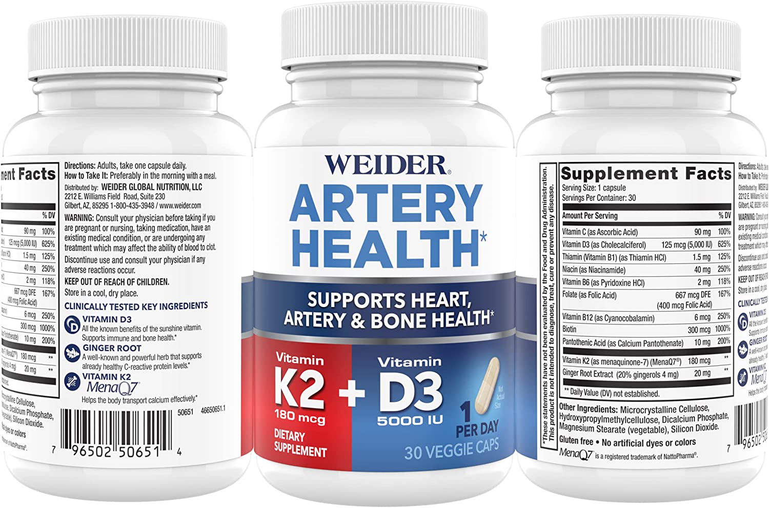 Artery Health Vitamin K2 w/ D3 (30ct) Weider Global Nutrition